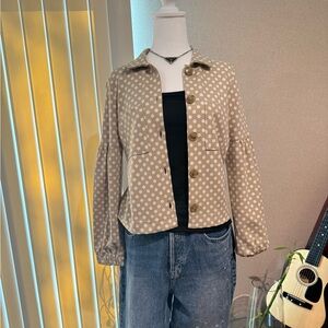 Riley & Rae Beige Floral Button-Up Blazer